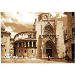 Postal Sepia Valencia Catedral