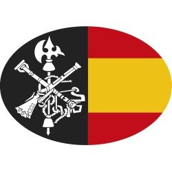 Pegatina Oval Negra España Logotipo Blanco Legión