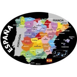 Pegatina Oval Mapa España Negro