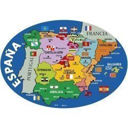 Pegatina Oval Mapa España Azul
