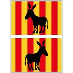 Pegatina Bandera Rectángulo burro Cataluña 2 uds.