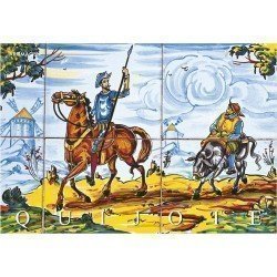 Postal Azulejo Quijote y Sancho