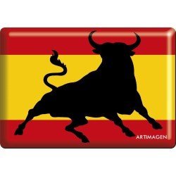 Imán Bandera España con toro saltando RESINA