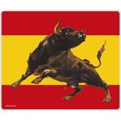 Alfombrilla Bandera España con toro marrón