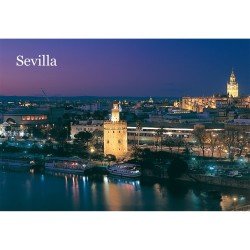 Imán Sevilla Panorámica nocturna Torre del Oro - Giralda