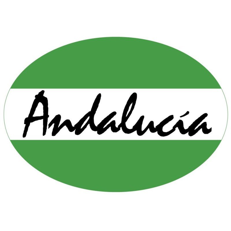 Pegatina Oval Bandera texto Andalucía