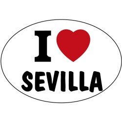 Pegatina Oval Corazón Sevilla